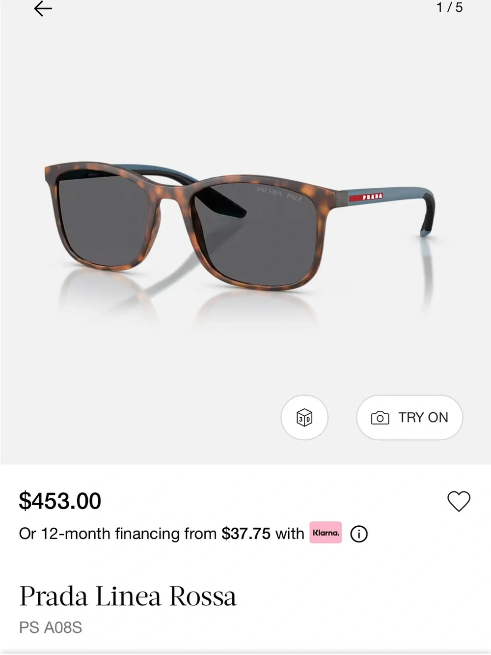Prada Linea Rossa Tortoiseshell Frame Sunglasses with Gray Lenses